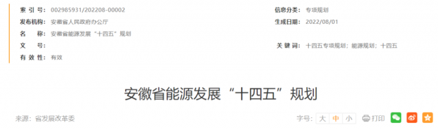 安徽：十四五新增風(fēng)電388萬千瓦、光伏1430萬千瓦